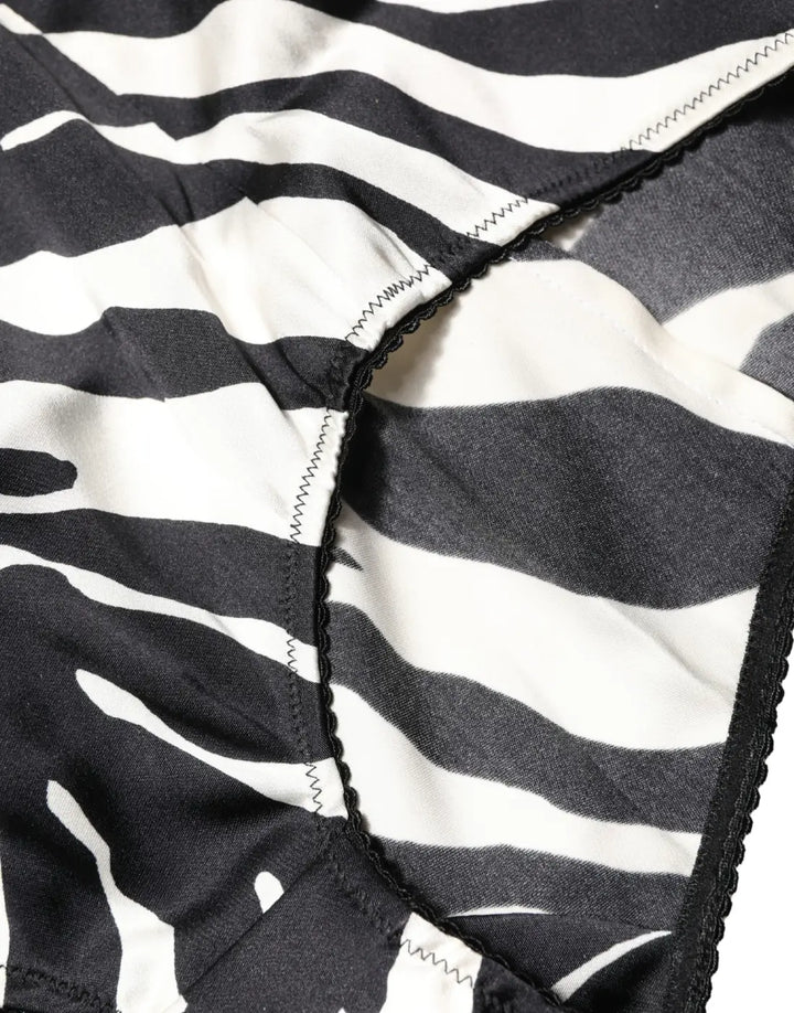 Dolce &amp; Gabbana Black White Zebra High Waist Girdle Panty Underwear