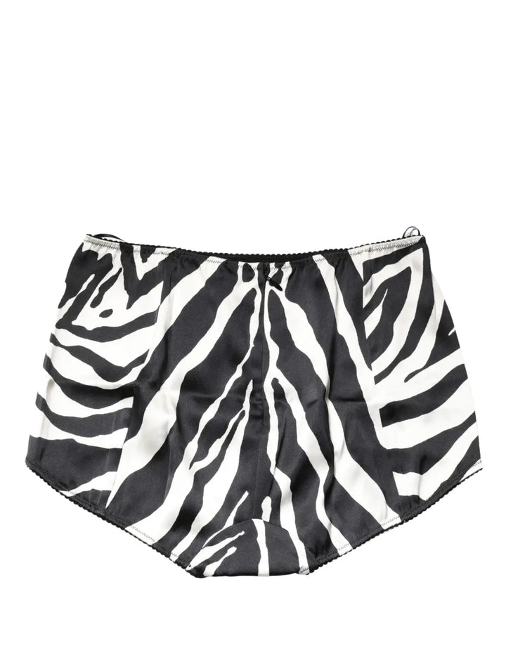 Dolce &amp; Gabbana Black White Zebra High Waist Girdle Panty Underwear