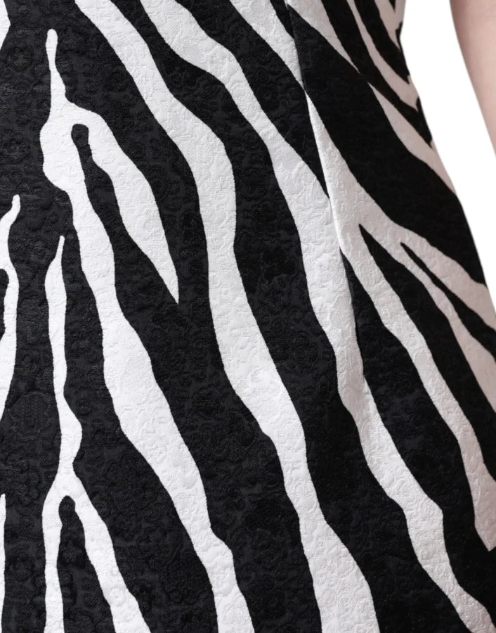 Dolce &amp; Gabbana Black White Zebra A-line Sheath Mini Dress