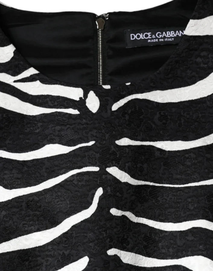Dolce &amp; Gabbana Black White Zebra A-line Sheath Mini Dress
