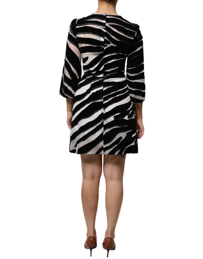 Dolce &amp; Gabbana Black White Zebra A-line Sheath Mini Dress