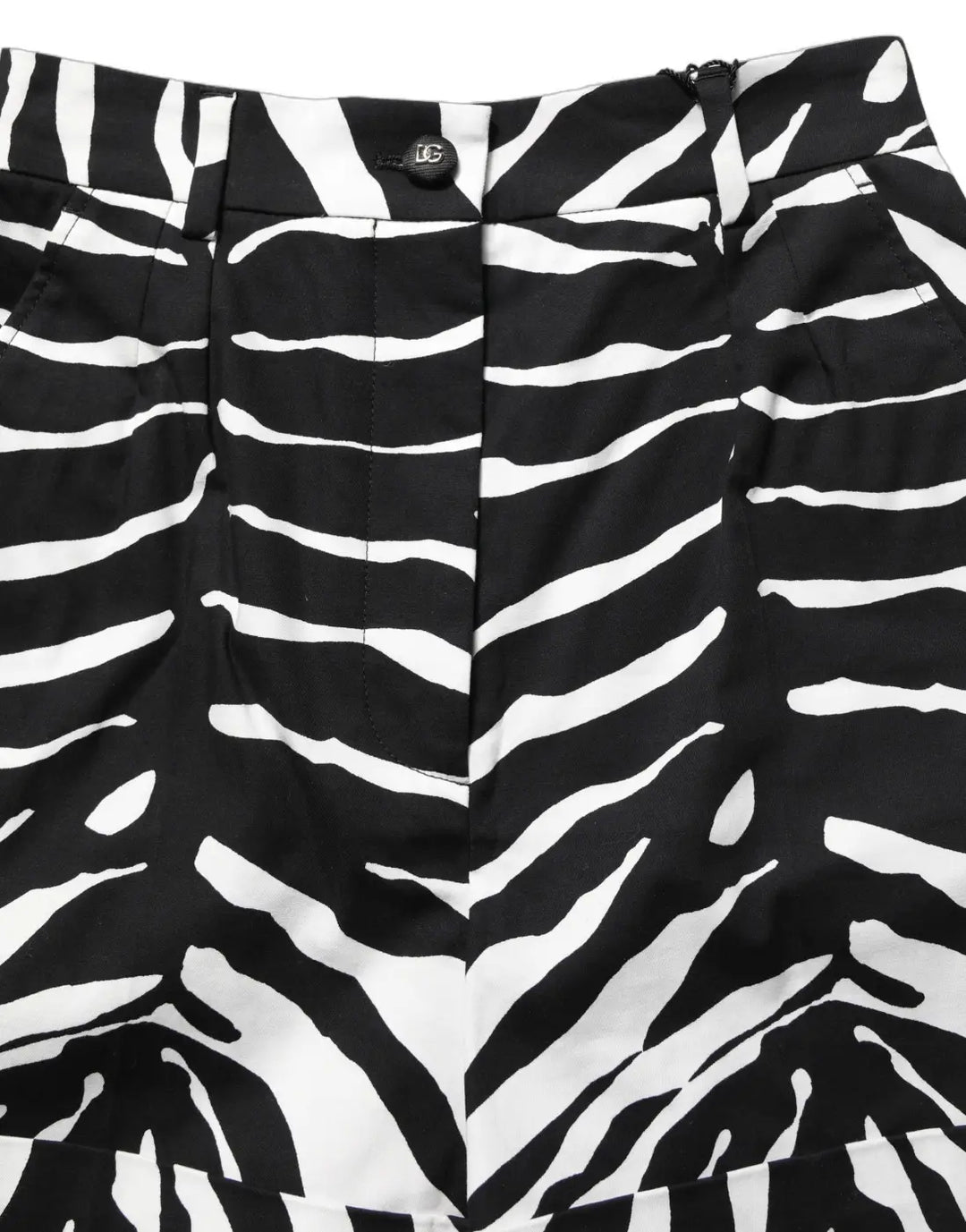 Dolce &amp; Gabbana Black White Zebra Print Cotton High Waist Shorts