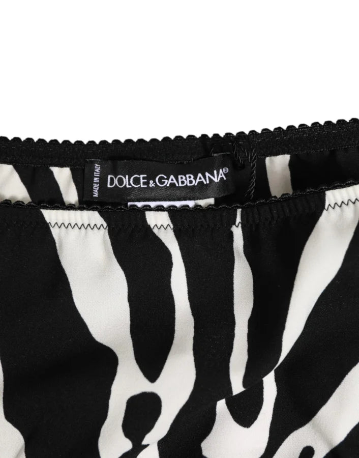 Dolce &amp; Gabbana Black White Zebra Print Slip Briefs Underwear