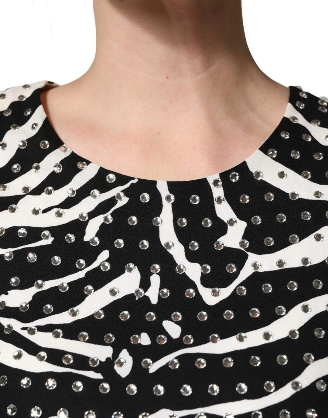 Dolce &amp; Gabbana Black White Zebra Rhinestones Mini Dress