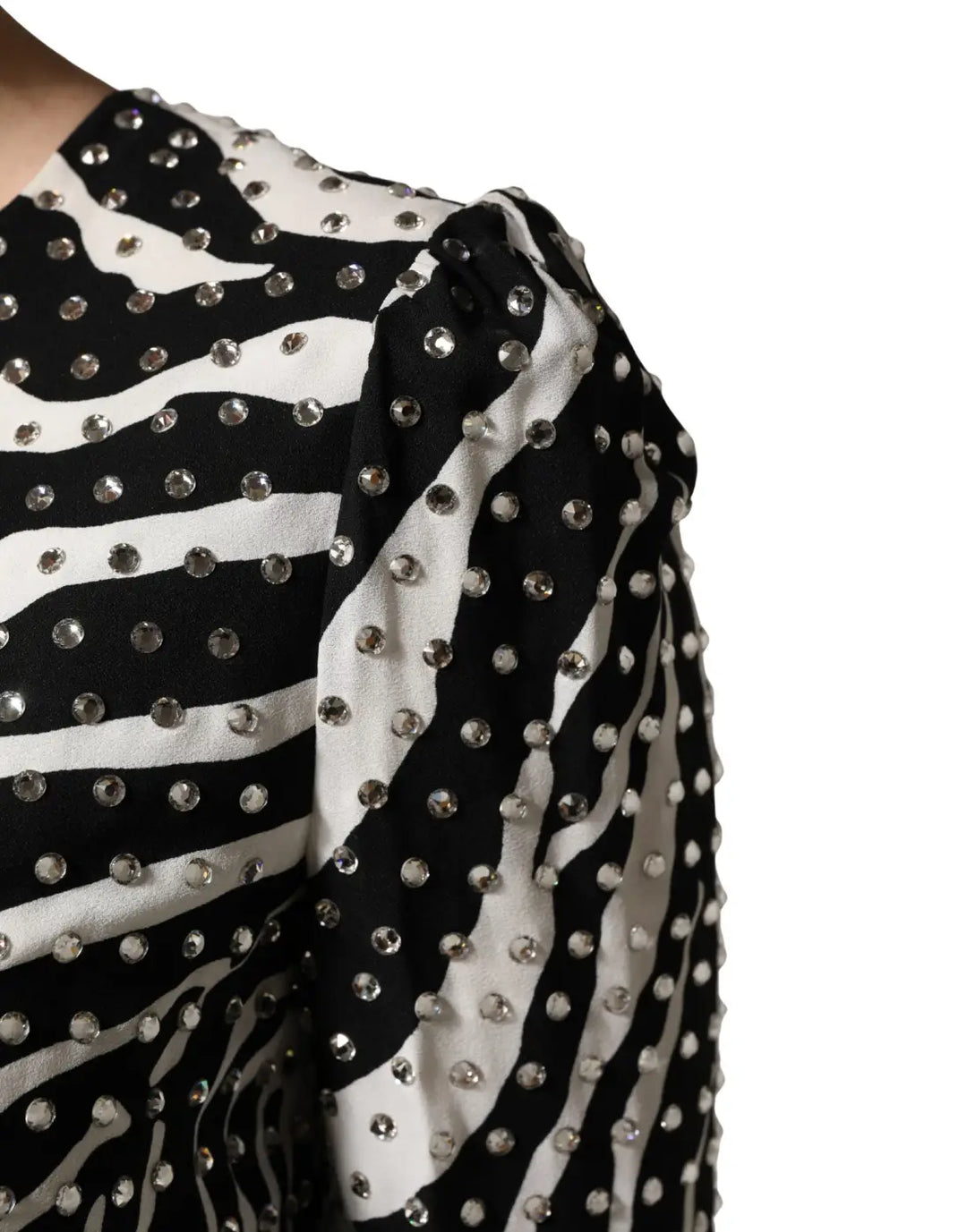 Dolce &amp; Gabbana Black White Zebra Rhinestones Mini Dress