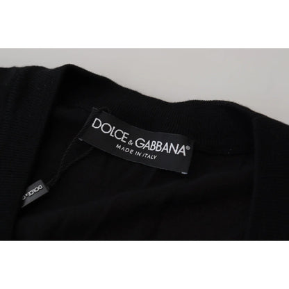 Dolce & Gabbana Black Wool Button Down Cardigan Sweater