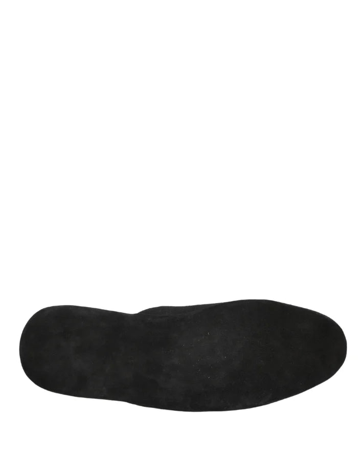 Dolce &amp; Gabbana Black Wool Cashmere Red Quilted Slippers Shoes