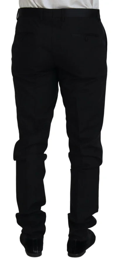 Dolce &amp; Gabbana Black Wool Chino Dress Formal Pants