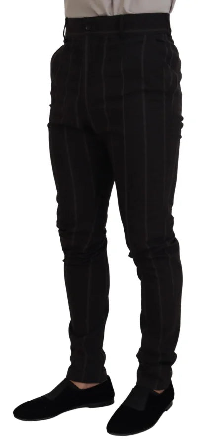Dolce &amp; Gabbana Black Wool Chino Formal Men Pants