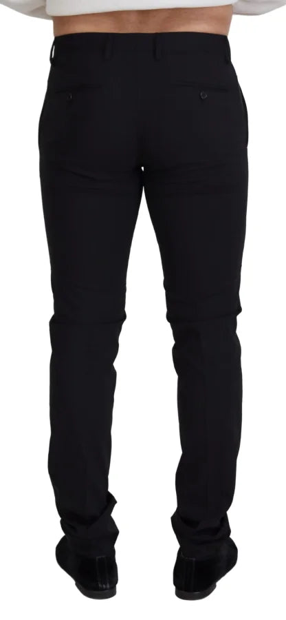 Dolce &amp; Gabbana Black Wool Chino Formal Pants