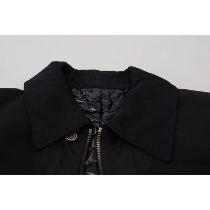 Dolce & Gabbana Black Wool Collared Full Zip Jacket