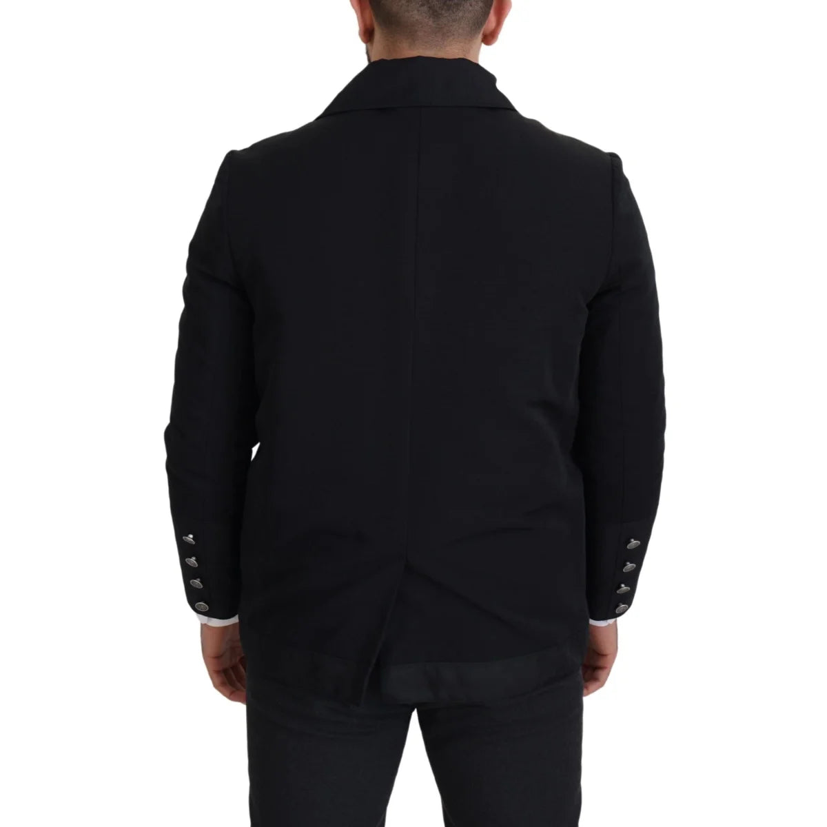 Dolce & Gabbana Black Wool Collared Full Zip Jacket