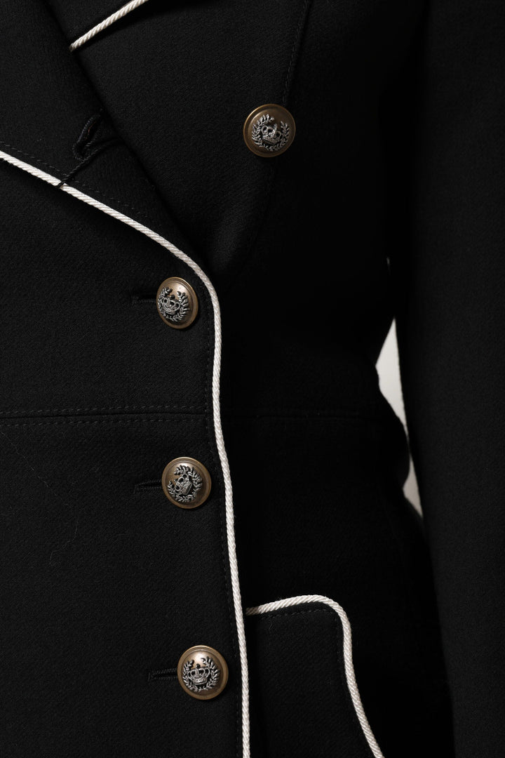 Dolce &amp; Gabbana Sport Jackets - Black Wool Double Breasted Blazer Jacket