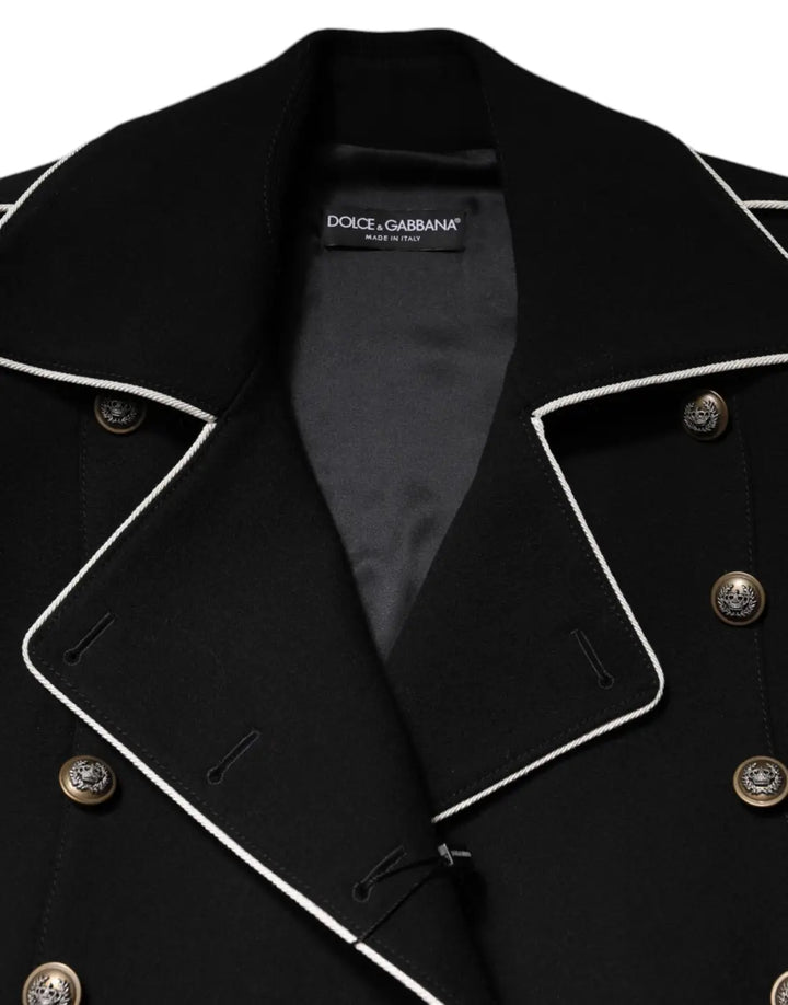 Dolce &amp; Gabbana Black Wool Double Breasted Blazer Jacket