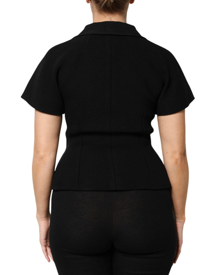 Dolce &amp; Gabbana Wrap Coats - Black Wool Double Breasted Coat Jacket