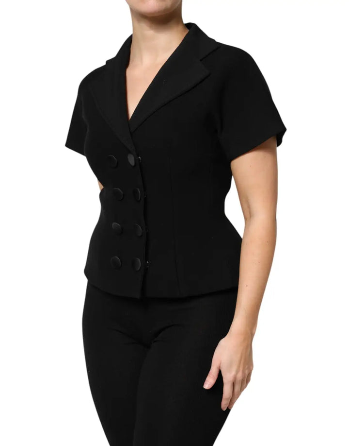 Dolce &amp; Gabbana Black Wool Double Breasted Coat Jacket