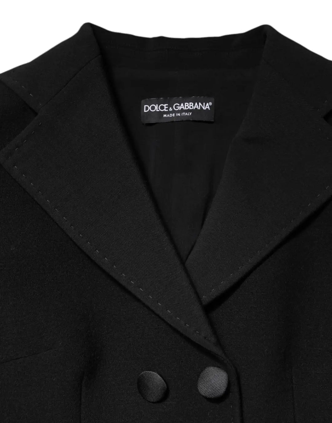 Dolce &amp; Gabbana Black Wool Double Breasted Coat Jacket