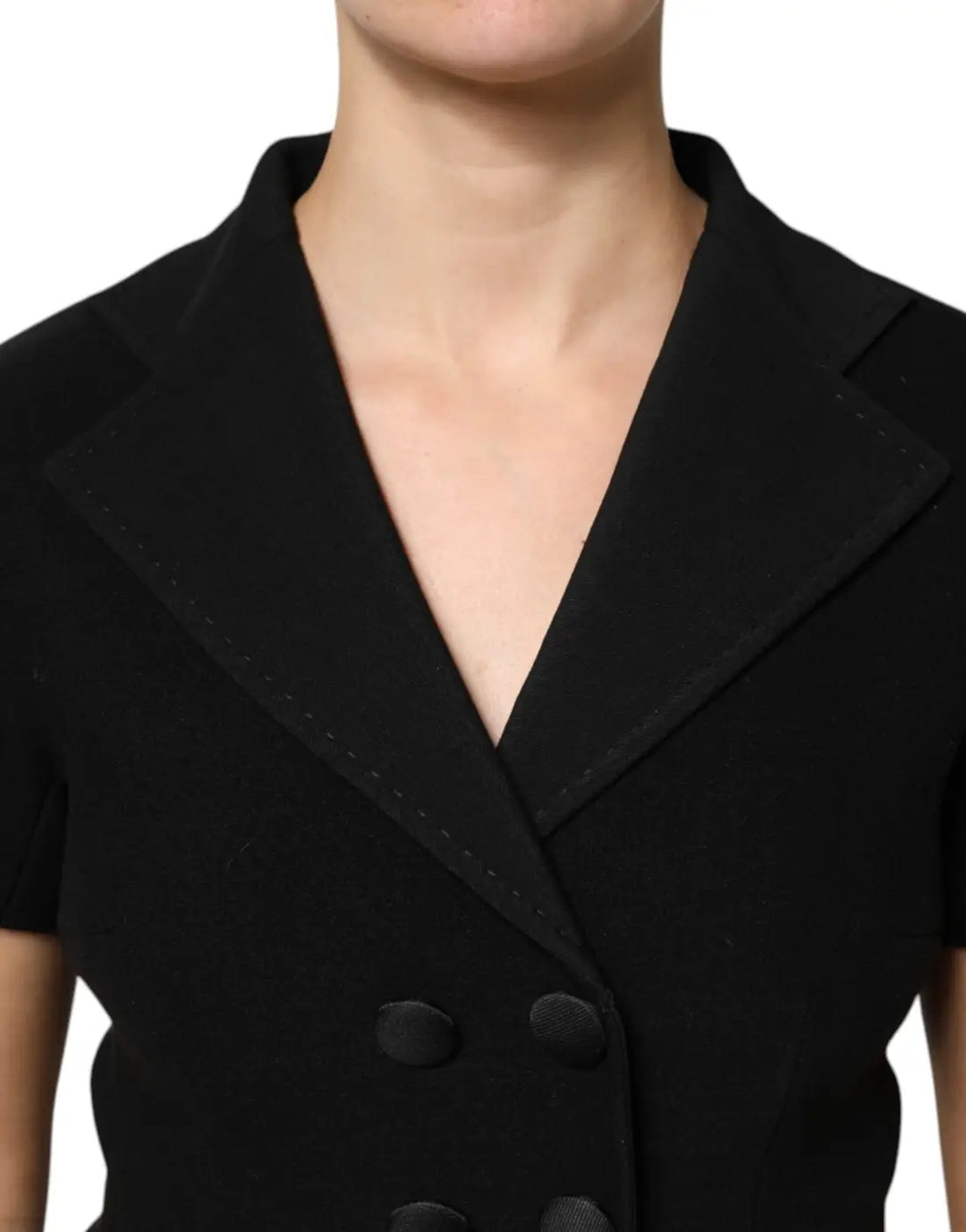 Dolce &amp; Gabbana Black Wool Double Breasted Coat Jacket
