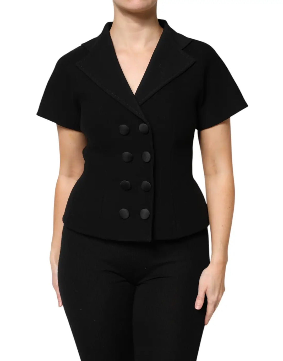 Dolce &amp; Gabbana Black Wool Double Breasted Coat Jacket