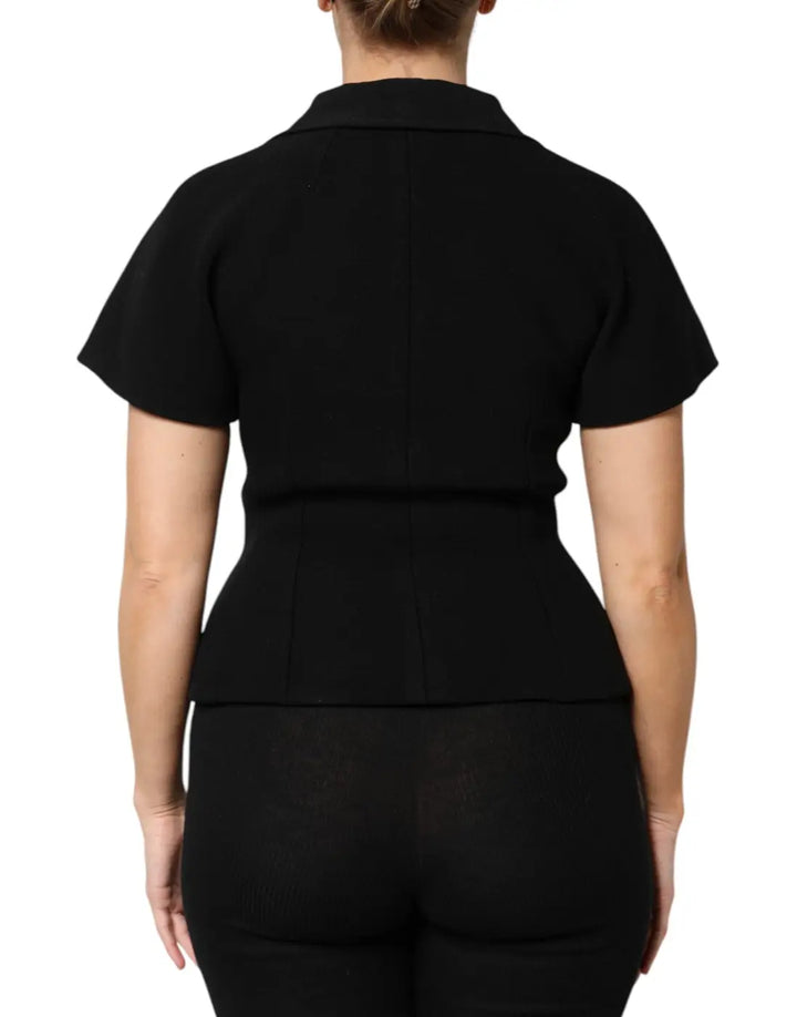 Dolce &amp; Gabbana Black Wool Double Breasted Coat Jacket