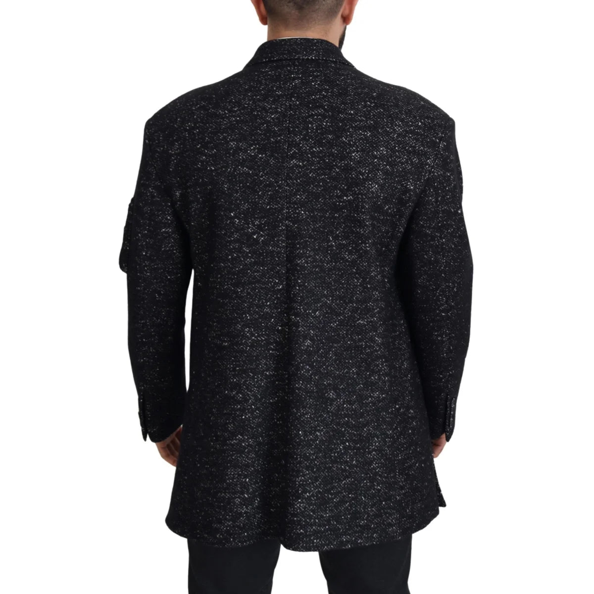 Dolce & Gabbana Black Wool Double Breasted Coat Men Jacket