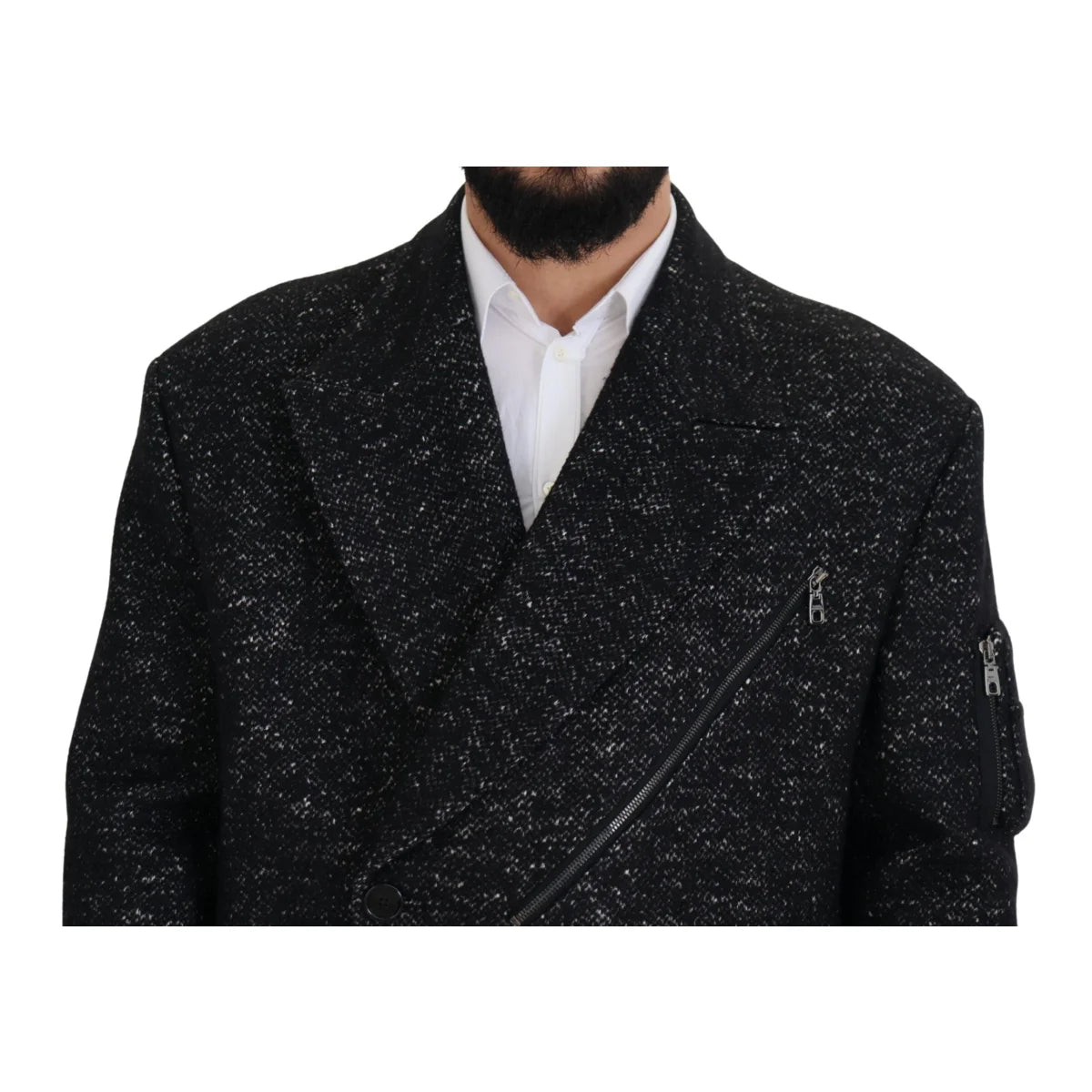 Dolce & Gabbana Black Wool Double Breasted Coat Men Jacket