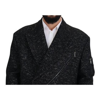 Dolce & Gabbana Black Wool Double Breasted Coat Men Jacket