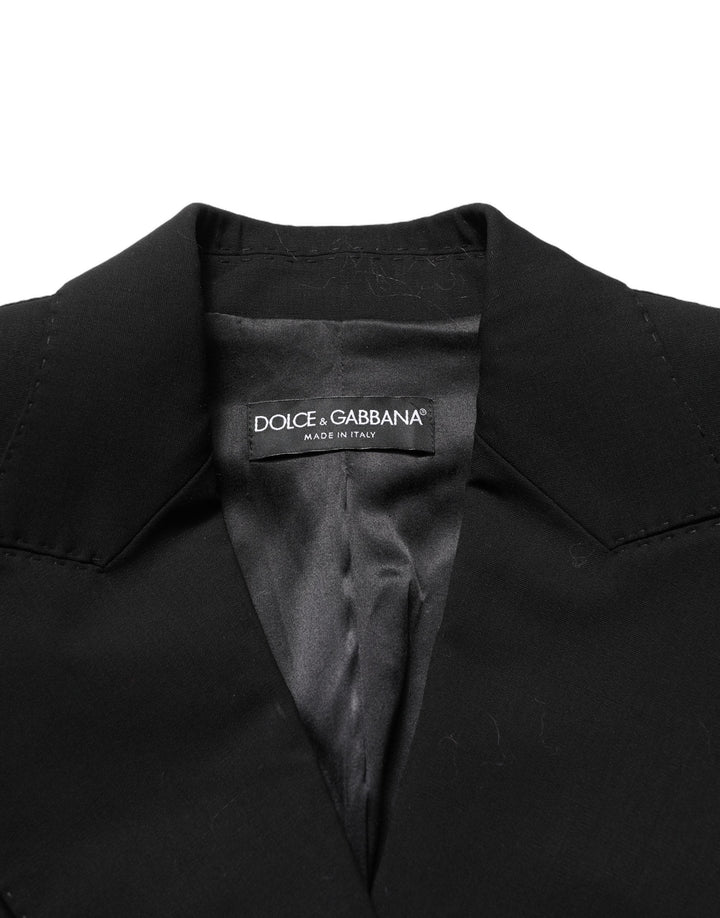 Dolce &amp; Gabbana Sport Jackets - Black Wool DoubleBreasted Lace Sleeve Jacket