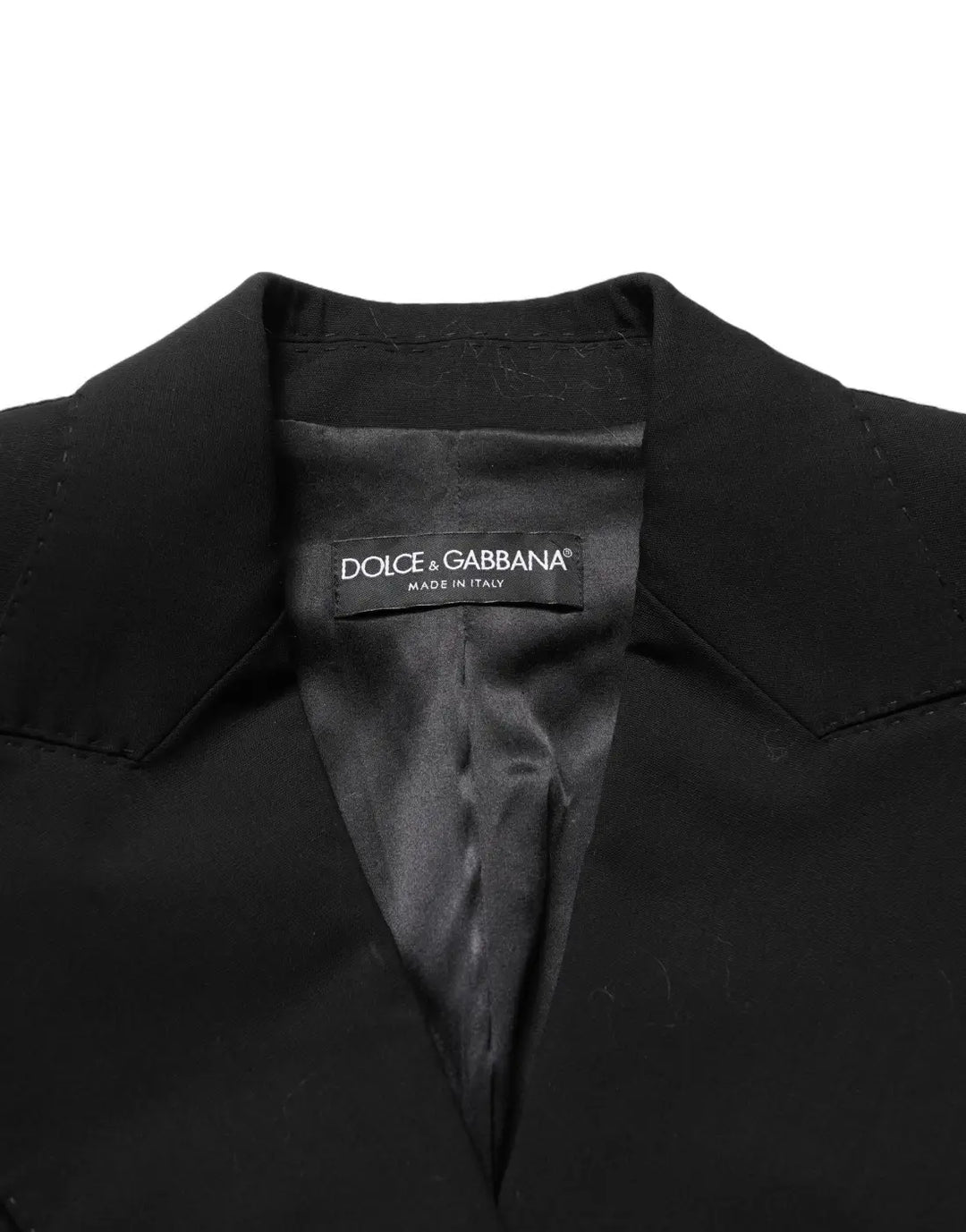 Dolce &amp; Gabbana Black Wool DoubleBreasted Lace Sleeve Jacket