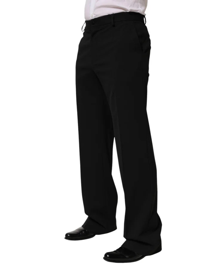 Dolce &amp; Gabbana Black Wool Formal Dress Men Trouser Pants