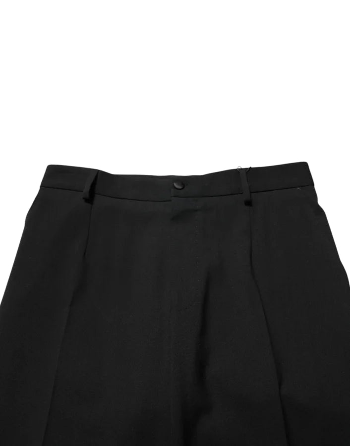Dolce &amp; Gabbana Black Wool Formal Dress Men Trouser Pants