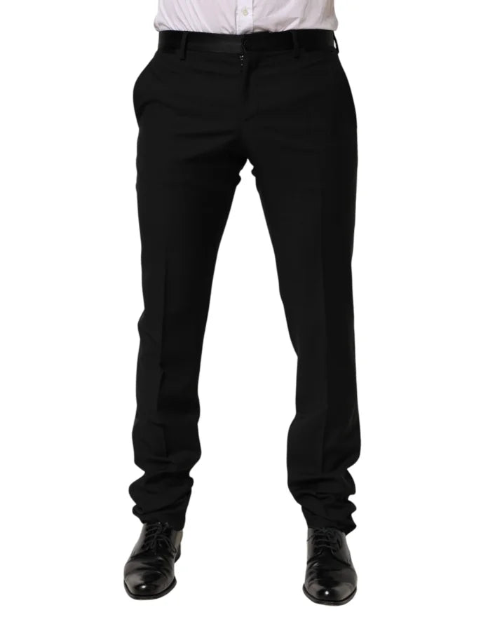 Dolce &amp; Gabbana Black Wool Formal Dress Men Trouser Pants