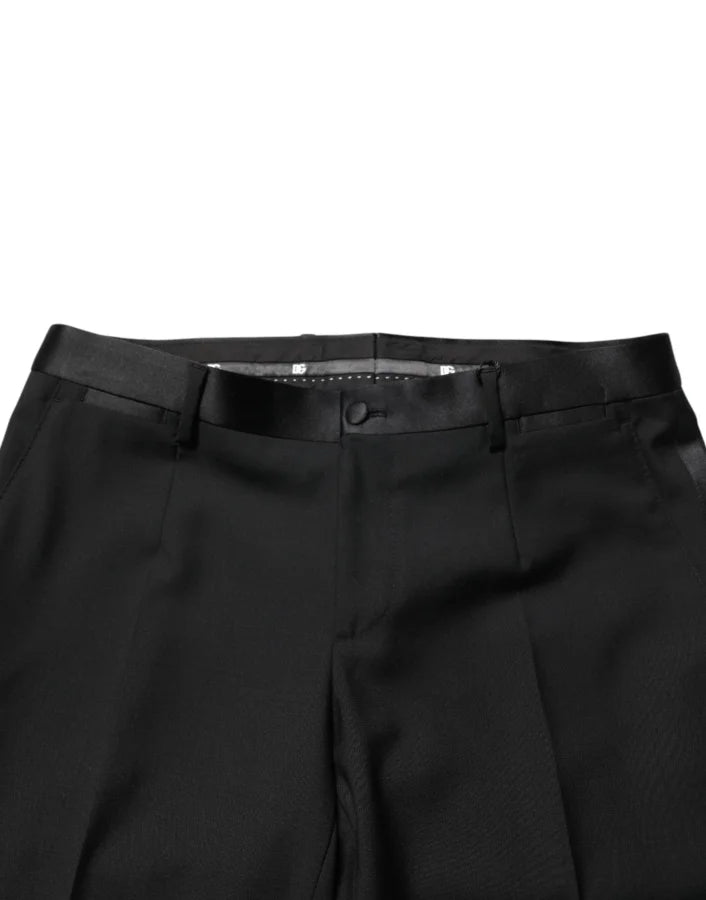 Dolce &amp; Gabbana Black Wool Formal Dress Men Trouser Pants
