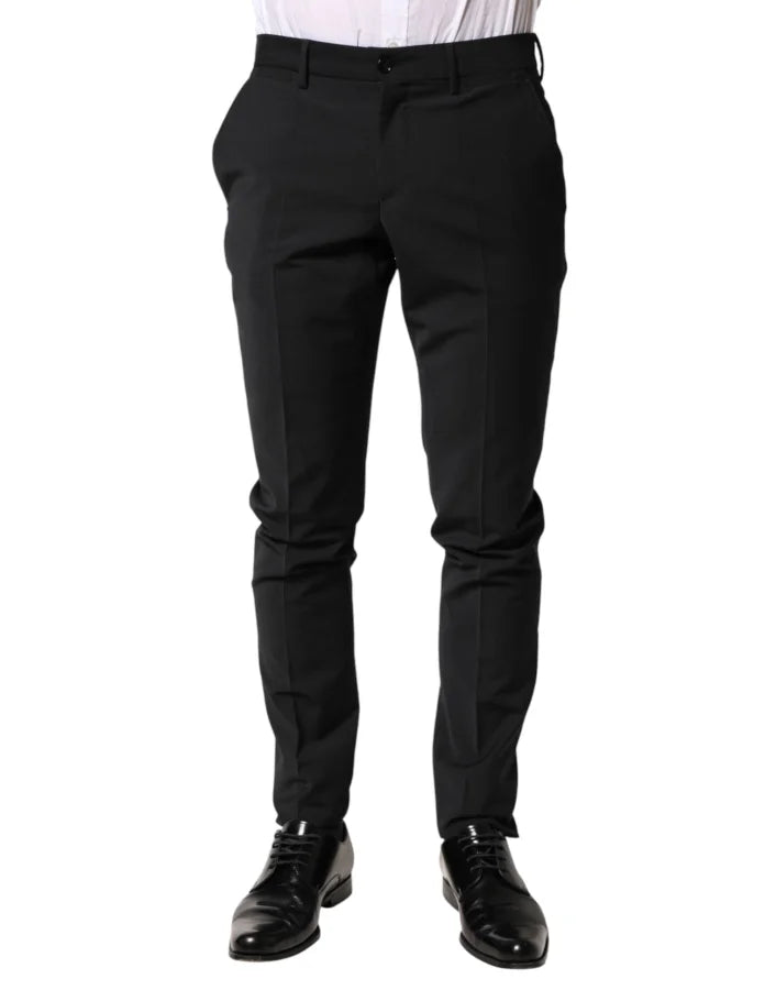 Dolce &amp; Gabbana Black Wool Formal Dress Men Trouser Pants