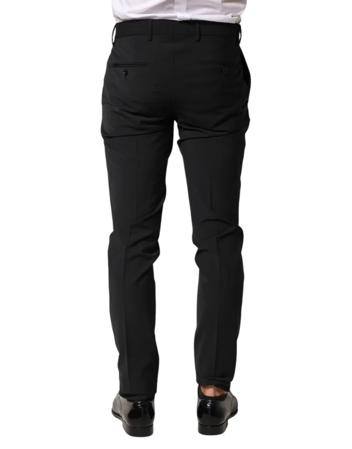 Dolce &amp; Gabbana Black Wool Formal Dress Men Trouser Pants