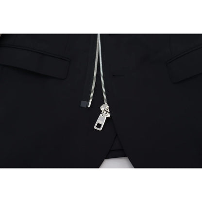 Dolce & Gabbana Black Wool Full Zip Long Sleeves Jacket