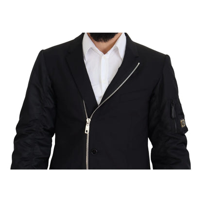 Dolce & Gabbana Black Wool Full Zip Long Sleeves Jacket