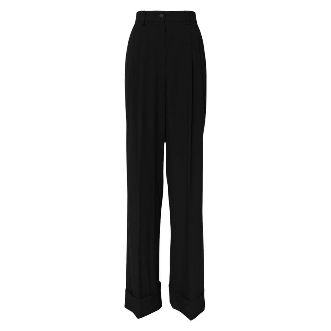 Dolce &amp; Gabbana Black Wool High Waist Formal Pants