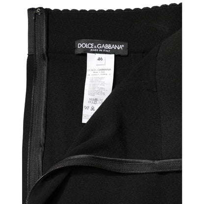 Dolce & Gabbana Black Wool High Waist Pencil Cut Midi Skirt
