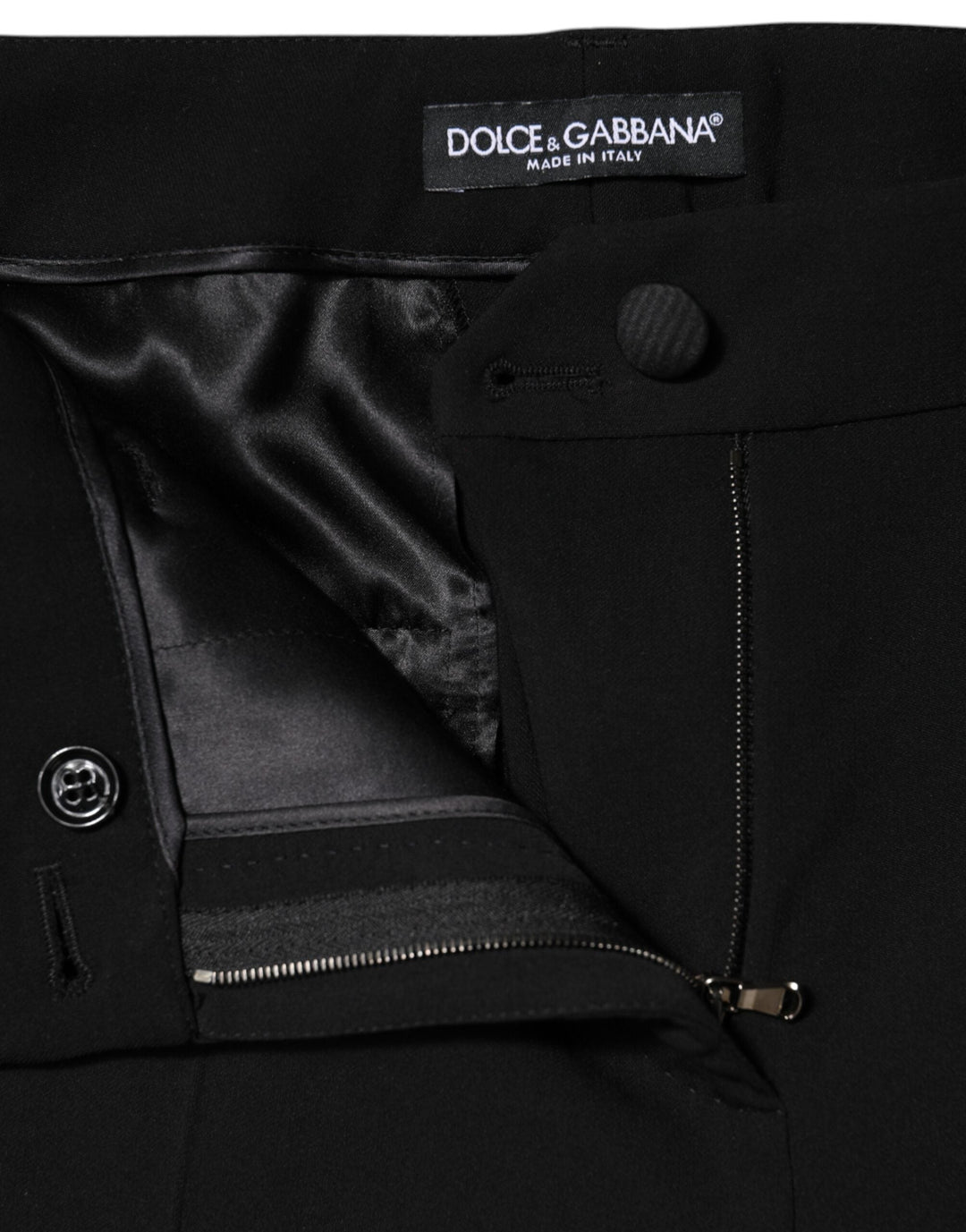 Dolce &amp; Gabbana Black Wool High Waist Tapered Pants