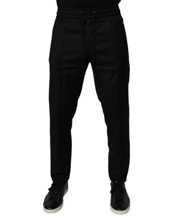 Dolce &amp; Gabbana Black Wool Jogger Jogging Pants