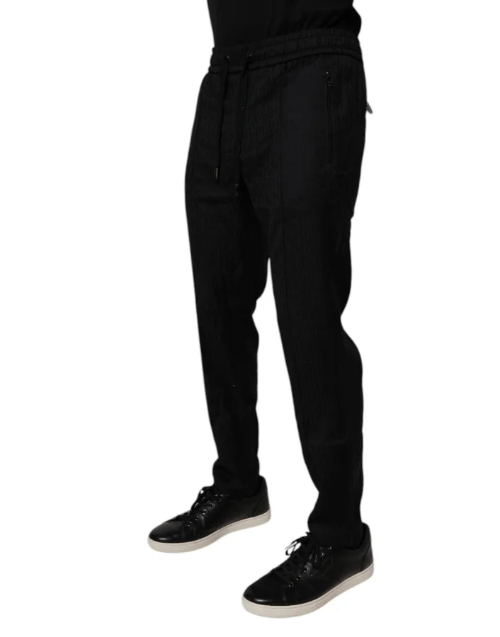 Dolce &amp; Gabbana Black Wool Jogger Jogging Pants