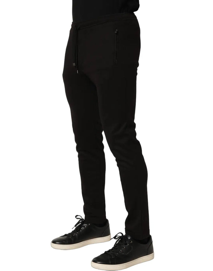 Dolce &amp; Gabbana Black Wool Jogger Men Sweatpants Trouser Pants