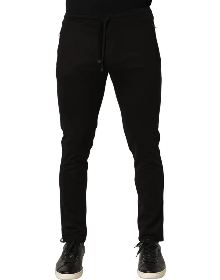 Dolce &amp; Gabbana Black Wool Jogger Men Sweatpants Trouser Pants