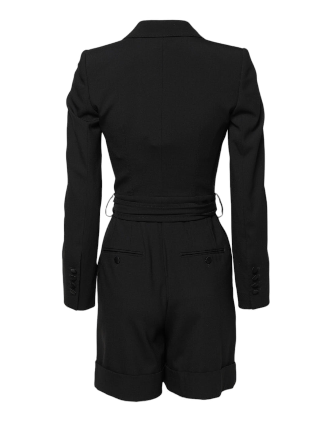 Dolce &amp; Gabbana Overcoats - Black Wool Jumpsuit Dress Women Coat Jacket