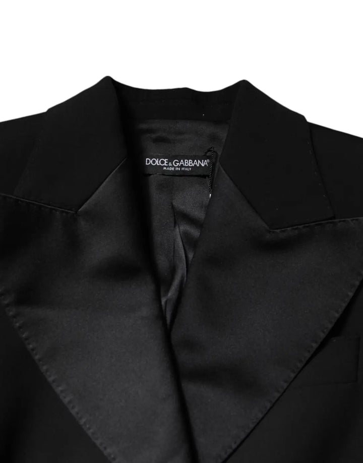 Dolce &amp; Gabbana Black Wool Jumpsuit Dress Women Coat Jacket