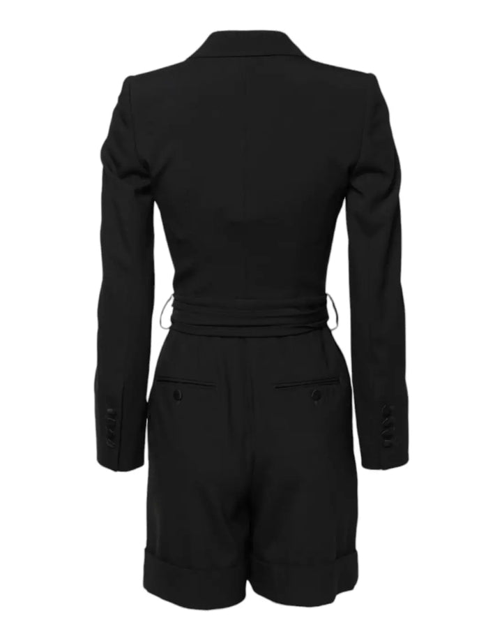 Dolce &amp; Gabbana Black Wool Jumpsuit Dress Women Coat Jacket