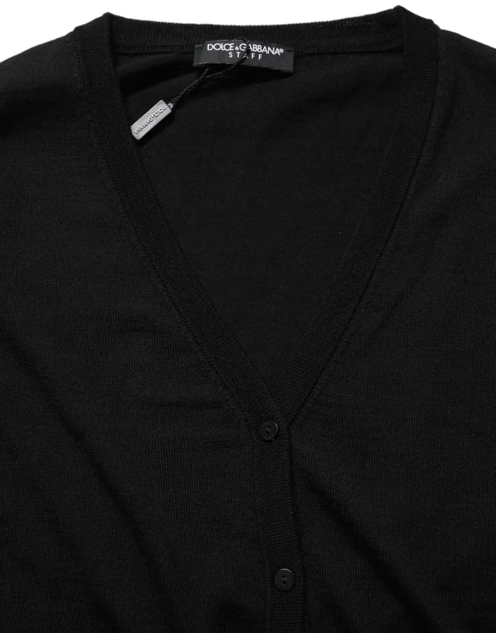 Dolce &amp; Gabbana Black Wool Knit Button Cardigan Sweater