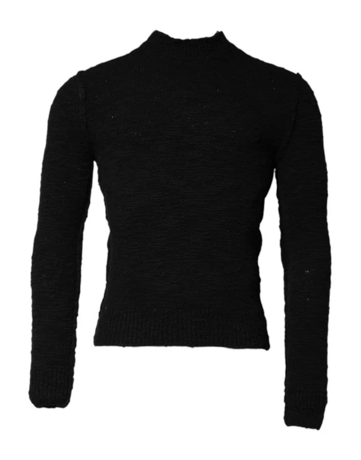Dolce &amp; Gabbana Black Wool Knit Crew Neck Pullover Sweater