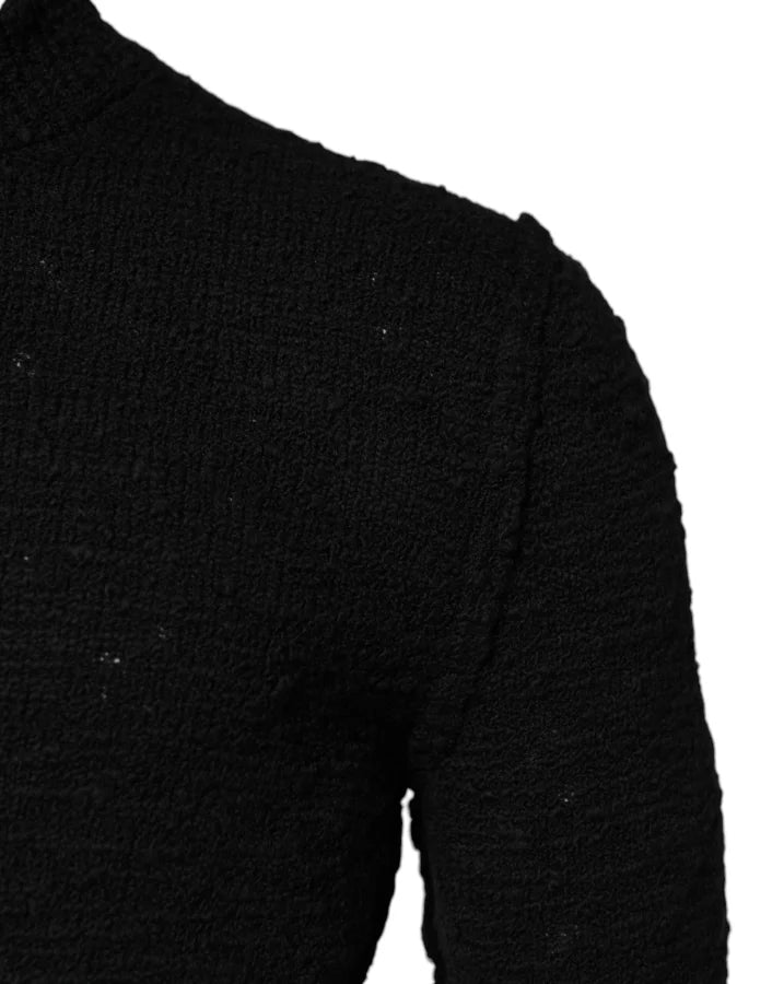 Dolce &amp; Gabbana Black Wool Knit Crew Neck Pullover Sweater